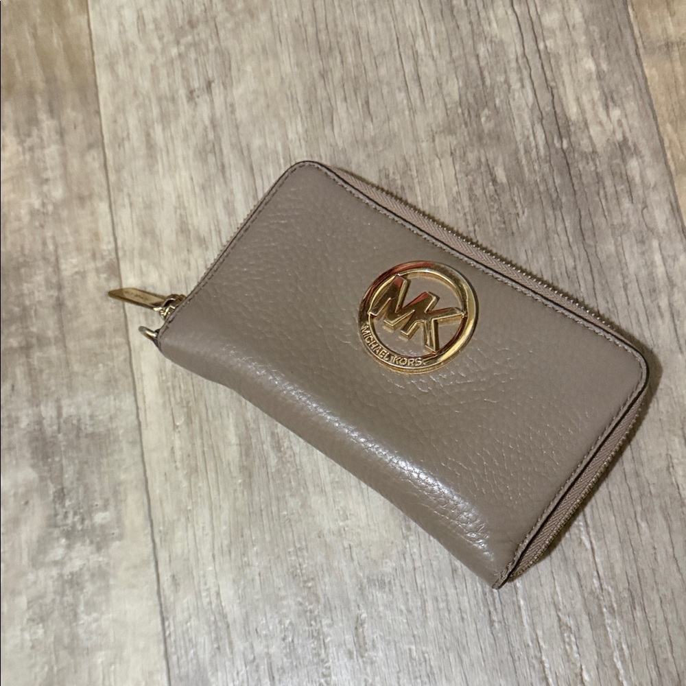 Michael Kors Taupe Zip-Around Wallet